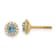 14K Yellow Gold 5.35mm Polished Blue and Clear Cubic Zirconia Stud Earrings