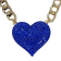 Blue Crystal Gold Tone Center Heart Pendant Necklace.