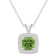 7mm Cushion Peridot 1/7 ctw Diamond Rhodium Over Sterling Silver Halo
Pendant with Chain