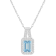 6x4mm Emerald Cut Aquamarine 1/8 ctw Diamond Rhodium Over Sterling
Silver Halo Pendant with Chain