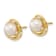14K Yellow Gold 6-7mm Round White Saltwater Akoya Pearl Post Earrings