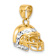 14k Two-tone Gold Diamond-Cut 3D Football Helmet Pendant