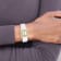 Charles Hubert Ladies Stainless Steel IP Plated Crystal Bezel Watch
