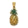 14k Yellow Gold Polished and Textured 3D Enameled Pineapple Charm