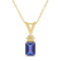 7x5mm Emerald Cut Tanzanite with Diamond Accents 14k Yellow Gold Pendant
With Chain