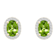 7x5mm Oval Peridot And Created White Sapphire 10k Yellow Gold Halo Stud Earrings