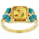 Amber And Turquoise Ring In 18K Gold Over Sterling Silver 0.06ctw