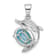 Rhodium Over Sterling Silver Polished Filigree Dolphin Larimar Pendant