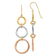 14K Tri-color gold Triple Circle Dangle Earrings