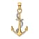 14k Two-tone Gold Polished Textured Anchor with Rope Pendant