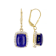Lapis Lazuli And White Zircon Dangle Earrings In 18K Gold Over Sterling
Silver 0.46ctw