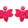 Pink Seed Beads With Clear Crystal Butterfly Earring