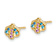 14k Yellow Gold Children's Blue and Pink Cubic Zirconia Seashell Stud Earrings