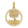14k Yellow Gold Textured Jamaica With Palm Tree Inside Circle Charm