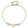 14k Two-tone Gold Puffed Love Heart and Diamond-Cut Hearts Bracelet