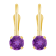 4mm Round Amethyst 14k Yellow Gold Drop Earrings