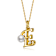 Initial E Pear Shape CZ And Pearl Pendant Necklace In 14K Gold Over Brass