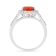 Peach Orange Lab Created Oval Padparadscha Sapphire Halo Ring in Rhodium
Over Sterling Silver