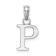 Rhodium Over 14k White Gold Polished Block Letter P Initial Pendant