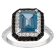 Sterling Silver Swiss Blue Topaz, Black Spinel and Lab Created White
Sapphire Ring 3.25ctw