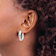 Rhodium Over 14k White Gold 1/1" High Polished Oval Hoop Earrings