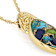 Mohave Turquoise Marquise Pendant Necklace In 18K Gold Over Sterling Silver