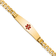 14k Yellow Gold Medical Soft Diamond Shape Red Enamel Curb Link ID Bracelet