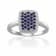Blue Sapphire and Moissanite Sterling Silver Rectangle Cluster Ring