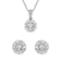 Lab-Grown Diamond Pendant And Earrings Set In Sterling Silver