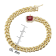 Red Color Cubic Zirconia, 14k Gold Plated over Sterling Silver Curb
Chain Bracelet