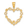 14k Yellow Gold Polished and Textured Floral Border Heart Pendant