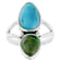 Blue And Green Turquoise Two-Stone Ring In Sterling Silver