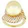 Golden South Sea Simulant Pearl Cocktail Ring In 18K Gold Over Sterling Silver