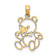 14k Yellow Gold Textured Children's Cut-out Teddy Bear Charm