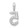 Rhodium Over 14k White Gold Diamond Number 5 Pendant