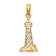 14k Two-tone Gold 3D and Textured Lighthouse Charm