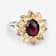 Red Garnet and Yellow Citrine Rhodium Over Sterling Silver Oval Floral
Cocktail Ring 5.5ctw