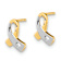 14k Two-tone  Gold Cubic Zirconia Awareness Stud Earrings
