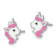 Rhodium Over Sterling Silver Enamel Unicorn Post Earrings