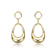 Organic Circle And Pear Shape Drop Earrings In 14K Gold Over Brass
