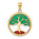 14k Yellow Gold Textured Enameled Tree of Life Pendant
