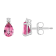 6x4mm Pear Shape Pink Topaz with Diamond Accents 14k White Gold Stud Earrings