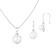 7½-10mm Button White Freshwater Pearl and CZ Rhodium Over Sterling
Earring and Pendant W/Chain Set