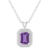 8x6mm Emerald Cut Amethyst 1/7 ctw Diamond Rhodium Over Sterling Silver
Halo Pendant with Chain