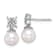 Rhodium Over 14K White Gold Freshwater Cultured Pearl and Diamond Post Earrings