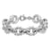 Rhodium Over Sterling Silver Polished and Twisted Oval Link Bracelet