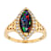 Black Opal Marquise And White Zircon Ring In 18K Gold Over Sterling
Silver 1.17ctw
