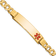 14k Yellow Gold Medical Red Enamel Curb Link ID Bracelet