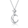 Celestial Crescent Moon And Star Drop Necklace In Rhodium Over Brass