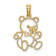 14k Yellow Gold Textured Children's Cut-out Teddy Bear Charm